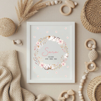 Tabuľky Kvetinové dievča, personalizovaná tabuľka tabuľka pri narodení dieťaťa darček k narodeniu dieťaťa personalizovaný darček pre bábätko tabuľka s údajmi o narodení narodenie dieťaťa tabuľka detská tabuľka s menom, tabuľka na stenu detská izba,spomienka na narodenie dieťaťa