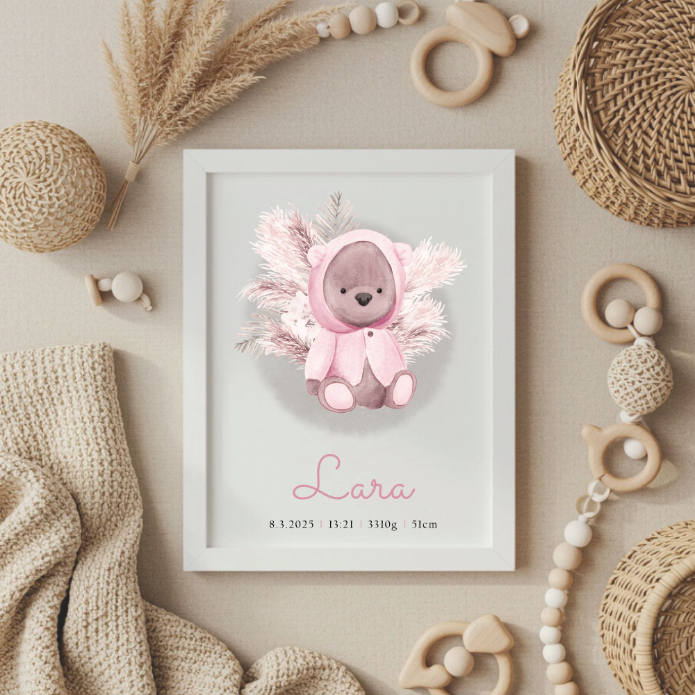Tabuľky Medvedica personalizovaná tabuľka tabuľka pri narodení dieťaťa darček k narodeniu dieťaťa personalizovaný darček pre bábätko tabuľka s údajmi o narodení narodenie dieťaťa tabuľka detská tabuľka s menom, tabuľka na stenu detská izba,spomienka na narodenie dieťaťa