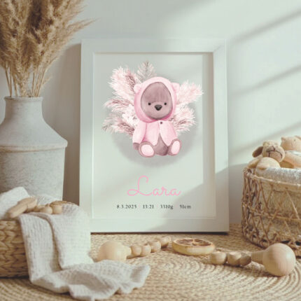 Tabuľky Medvedica, personalizovaná tabuľka tabuľka pri narodení dieťaťa darček k narodeniu dieťaťa personalizovaný darček pre bábätko tabuľka s údajmi o narodení narodenie dieťaťa tabuľka detská tabuľka s menom, tabuľka na stenu detská izba,spomienka na narodenie dieťaťa