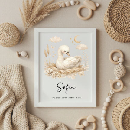 Tabuľky Labuť, personalizovaná tabuľka tabuľka pri narodení dieťaťa darček k narodeniu dieťaťa personalizovaný darček pre bábätko tabuľka s údajmi o narodení narodenie dieťaťa tabuľka detská tabuľka s menom, tabuľka na stenu detská izba,spomienka na narodenie dieťaťa